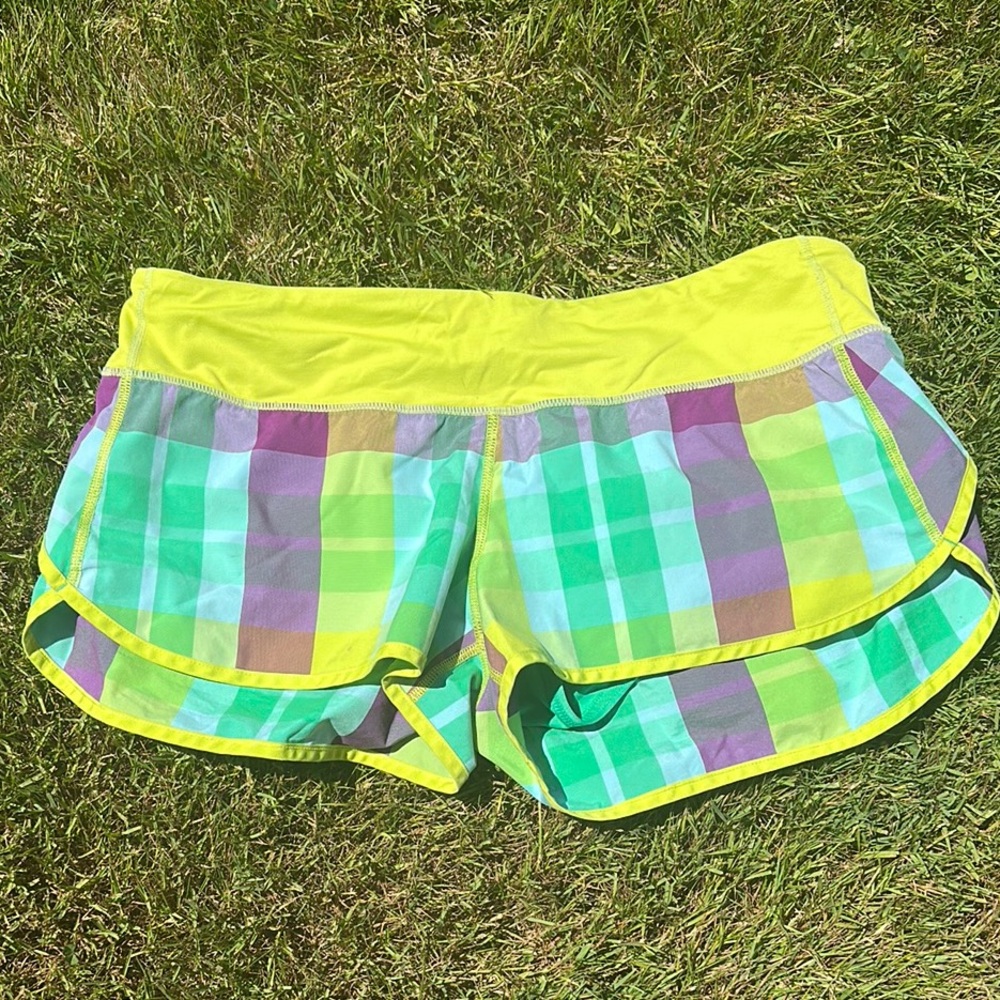 Lululemon Athletica Yellow and Green Athletic Shorts